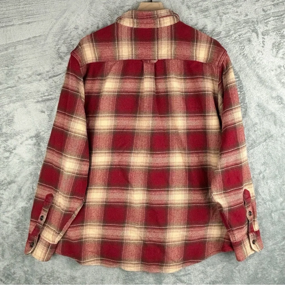 Orvis Shirt Men XXL Red Plaid Heavyweight‎ Flannel Shacket Chore Outdoors
